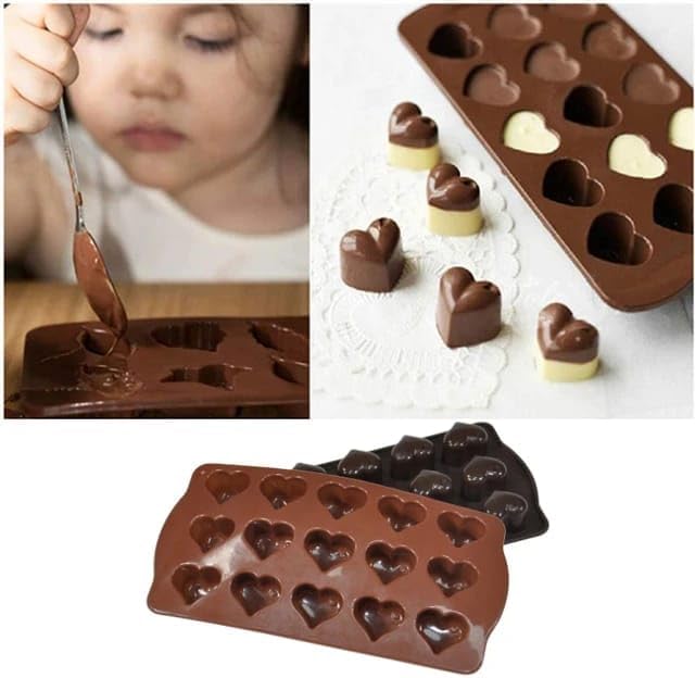 Orret Home Kalp Şekilli Silikon Çikolata Kalıbı,Şeker Ve Buz Kalıbı,Pasta Ve Sofra Süslemesi İçin Silikon Kolay Çıkarılabilir Kalıp (1 Adet)