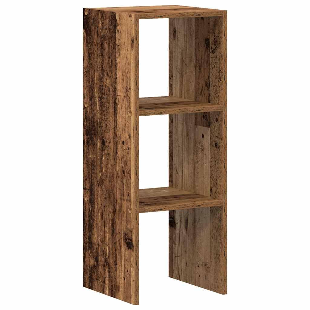 Libreria impilabile, effetto legno anticato, 30 x 30 x 80 cm, scaffale modulare a cubo con ripiani, scaffale per soggiorno, corridoio e cucina