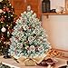 24 Inch Realistic Snowy Tabletop Christmas Tree Small Christmas Tree with 50 Warm Lights Battery Operated Xmas Tree Berry Pinecone Burlap Base Indoor Home Table Christmas Decorations