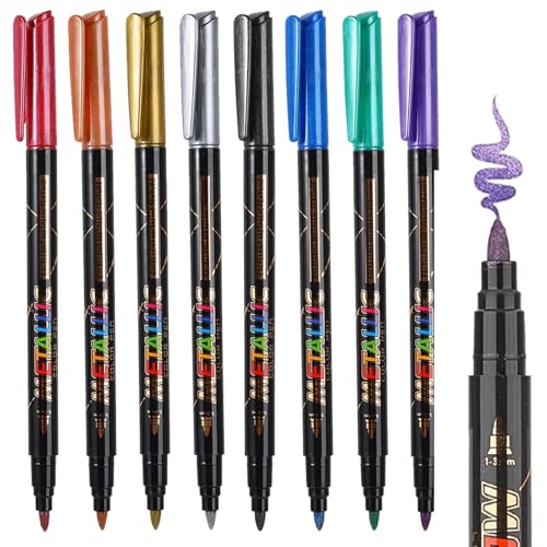 8 Stylos Tatouage Temporaire, Feutre Tatouage Kit Tatouage Ephemere Femme Marqueurs Temporaires Longue Tenue Peinture Faciale Lavable pour Garçons Filles...