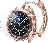✅FALL MIT BILDSCHIRMSCHUTZ: Kreative Mode Einzigartige Kombination. Hochwertiges gehärtetes Glas, die funkelnde Glitzer Diamant Schutzhülle verleiht Ihrer klassischen Samsung Watch einen wunderschönen Look mit Diamantakzent, die beste Wahl für die Dekoration und den Schutz der Uhr.
