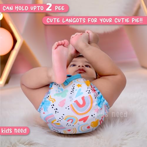 Image of kids need dry feel langot for new born baby 0-3 months, Pack of 3 Large size (5-10kg) super soft cotton cloth nappies for new born baby essentials nappy L1S