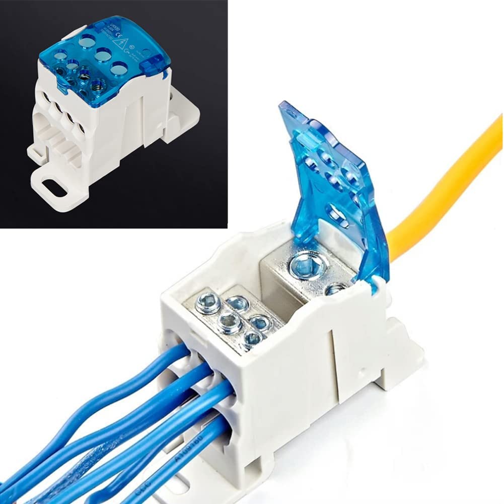 Elektrischer Klemmenblock, 5 Stück UKK-80A Anschlussdose, Klemmleiste, DIN-Schiene, 16 mm², Verteilerkasten, Stromverteiler, neutral, für Verteilerschränke mit hoher Spannung