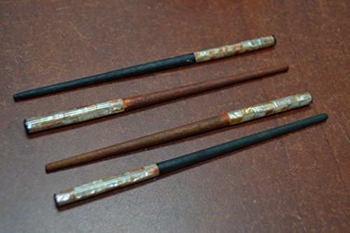 4 Pcs Assort Handmade Abalone Shell Wood Hair Stick Pin