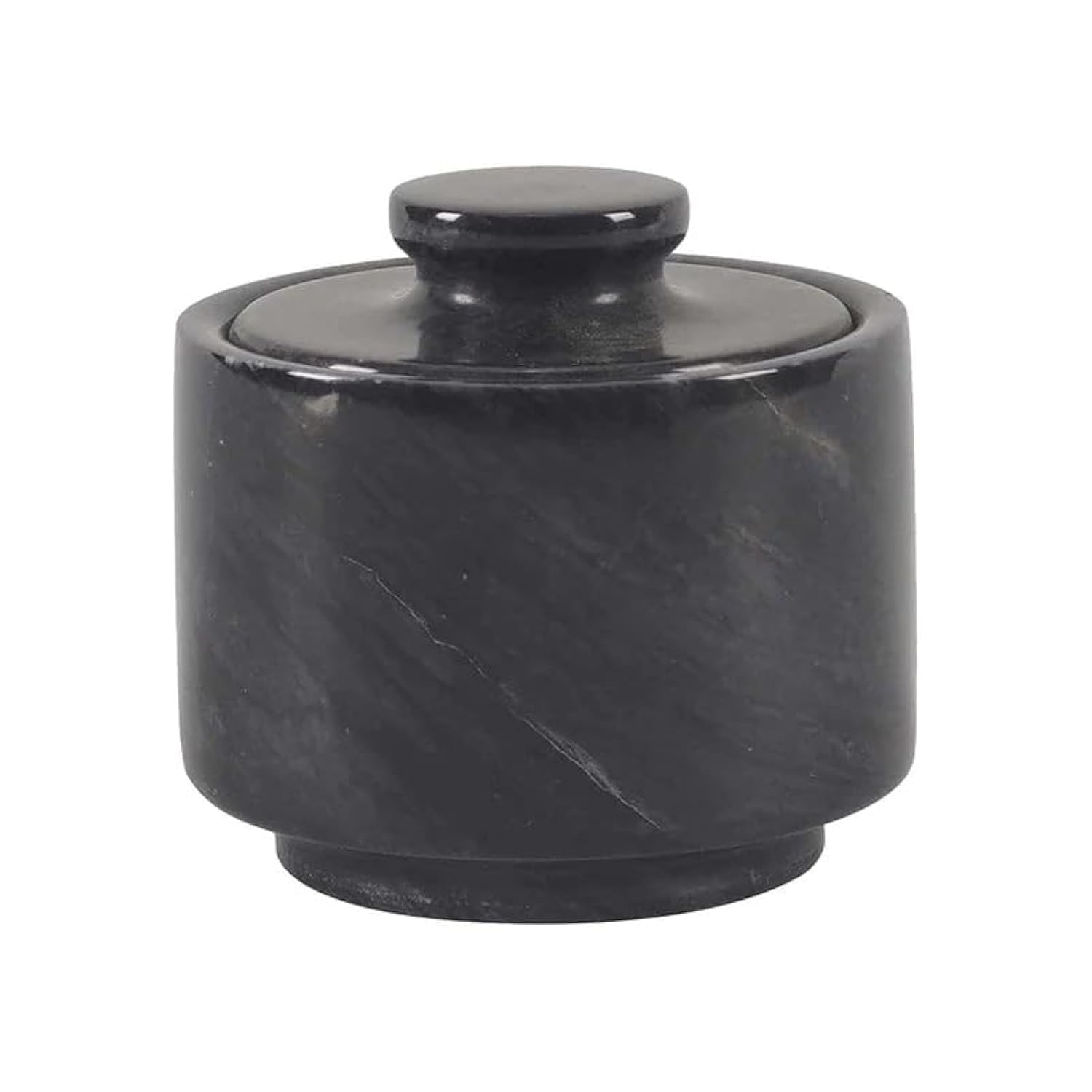 Marblous Krafts stylish marble sugar dispenser 3.5 oz salt cellar, salt container and marble décor 3" X 3" Kitchen décor and Salt Pepper Bowls salt dispenser (Black)