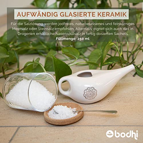 Bodhi NETI POT Nasenspülkännchen| Keramik Neti Kännchen mit Mandala (gold) | Kanne für Nasenspülung | Nasendusche | Nethi Pot - Nethi Topf