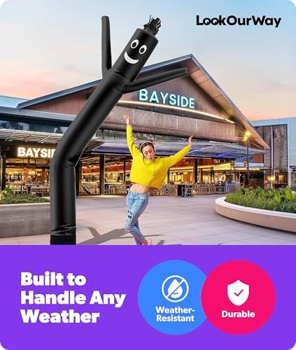 Image of LookOurWay Air Dancers Inflatable Tube Man Attachment - 10 Feet Tall Wacky Waving Inflatable Dancing Tube Guy for Business Promotion - Blower Not Included - Black
