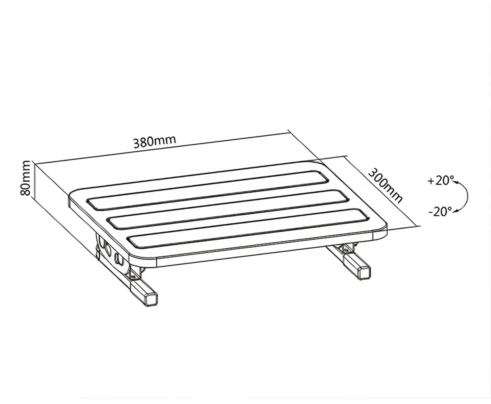 HDWR FeetFleet-09 Repose-pieds de bureau réglable, antidérapant | Appui ergonomique sous les jambes, surface antidérapante, noir, pour bureau et télétravail