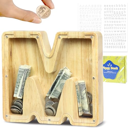 LEcylankEr Spardose Kinder Personalisierte A-Z Alphabet Sparbüchse Holz...