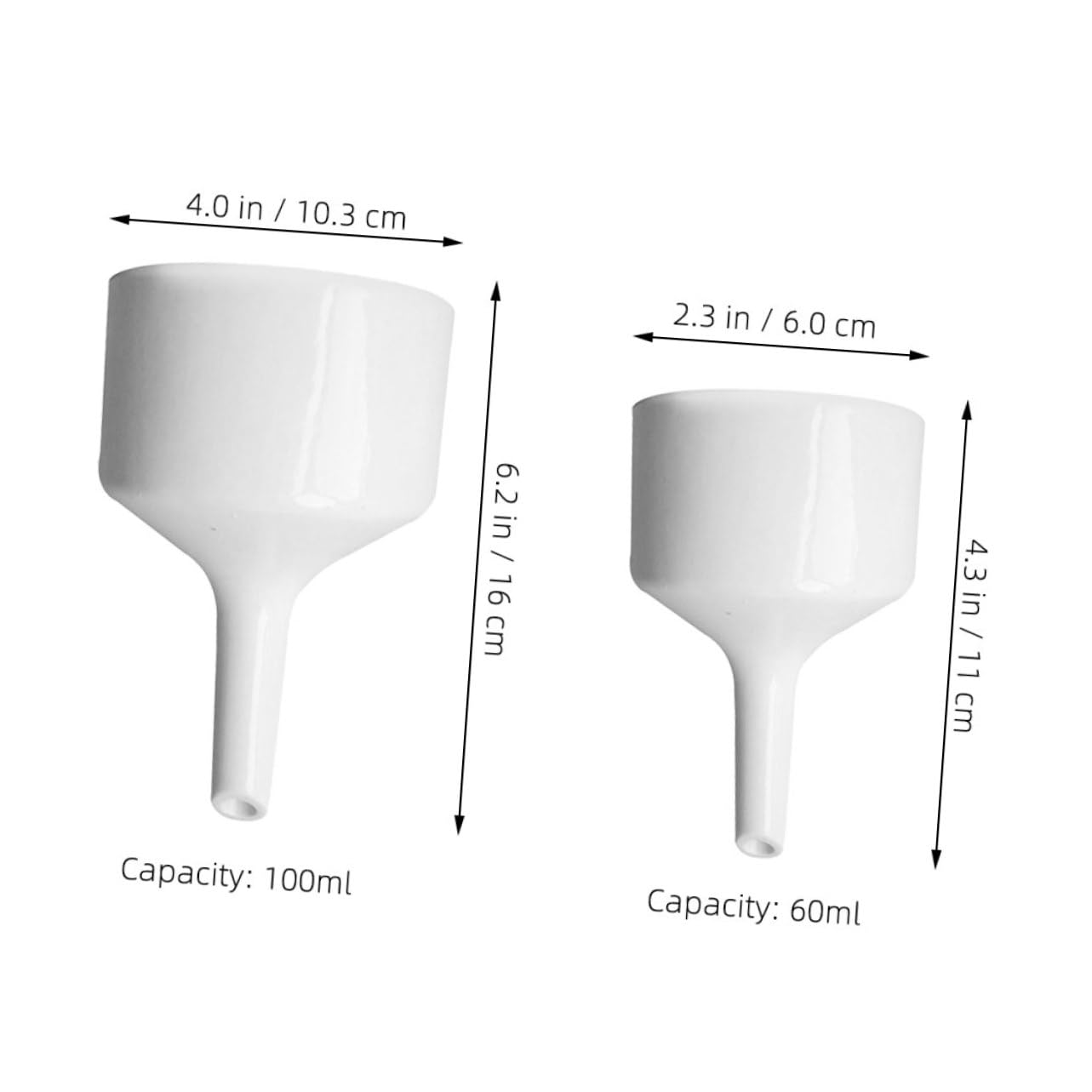OSOLADY 2pcs Laboratory Funnels Wide Mouth Filling Funnel Filter 100ml 60ml Scientific for Liquid Transfer
