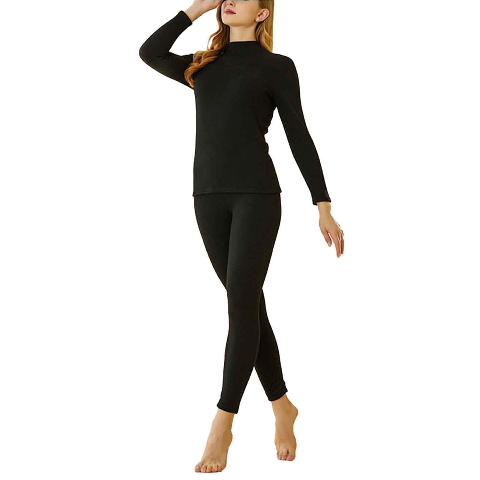 Ensemble de sous-vêtements Thermiques en Velours pour Femmes Haut et Pantalon épais Chauds Parfaits pour l’Automne et l’Hiver