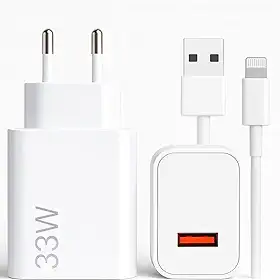 Carregador Turbo 33W Com Cabo 1 Metro Compatível Com Iphone 14/13/12/11/XR/XS/8/7/SE/XR Certificado Premium