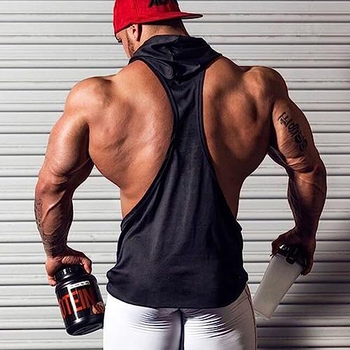 ZUEVI Men's 2 Pack Muscle Sleeveless Hoodies Tank Tops Gym Workout Hooded Bodybuilding Stringer T Shirt4