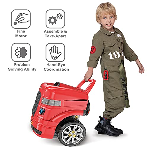 iPlay, iLearn Large Truck Engine Toy, Kids Mechanic Repair Set for 3-5 Yr Toddlers, Big Builder Kit, Take Apart Motor Vehicle Pretent Play Car Service Station, Gifts 4 6 7 8 Year Old Boy Child by iPlay, iLearn - Image 6
