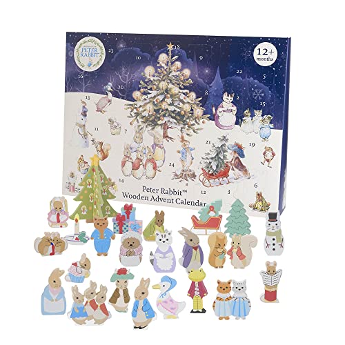 Peter Rabbit Advent Calendar 2023 Kids - Wooden Toy Childrens Advent Calendars for 1 Year Old Baby, Toddler Boys, Girls with Peter Rabbit Christmas Countdown Traditional Figures by Orange Tree Toys