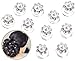 Fabulous Set of 10pcs Best Quality Silver Colored Iron Spirals Hair Pins / Slides / Twists / Coils / Curlies / Wedding Brides Hairstyles Decorations With White Pearls And Clear Rhinestones Crystals Gemstones Flowers Shapes By VAGA®