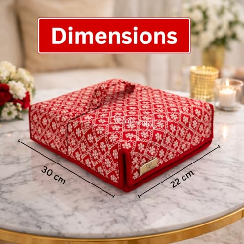 Image of Trendifly silk Lucknowi Jewellery Organiser Box for women Necklace organizer pouches Travel Makeup Cosmetic Earrings Jewelry Storage box for Bridal Gifting (Red)