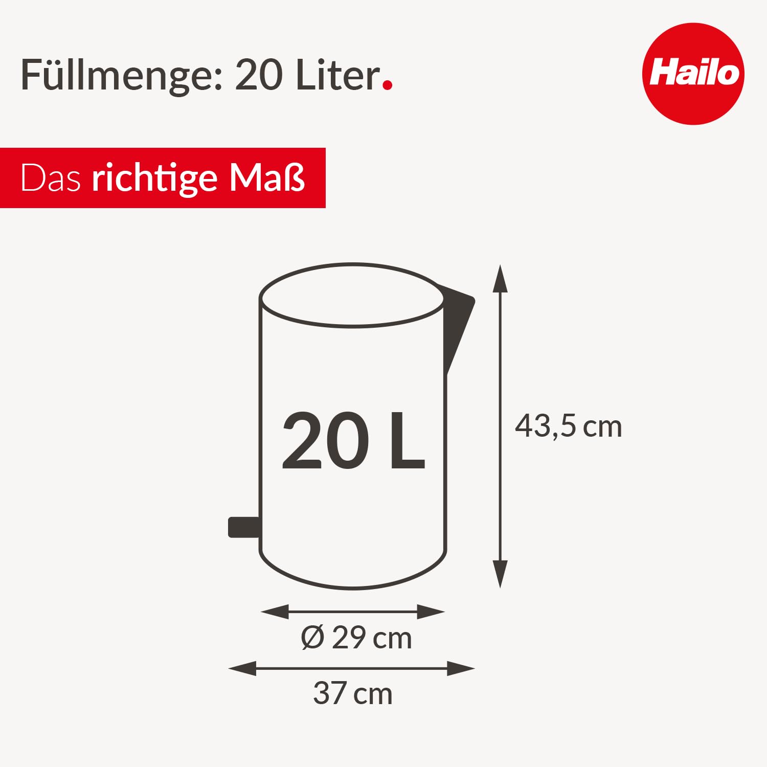 Hailo Selekta by Cubo de basura con pedal redondo con tapa de cierre suave, capacidad de 20 l, cubo interior extraíble, chapa de acero, para baño y cocina, con pedal de diseño, color negro