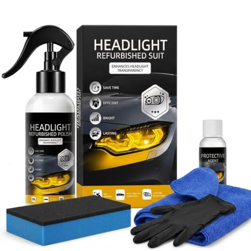 Headlight Restoration Kit - Instant Crystal Clear Glow, Wipe-On UV Coat