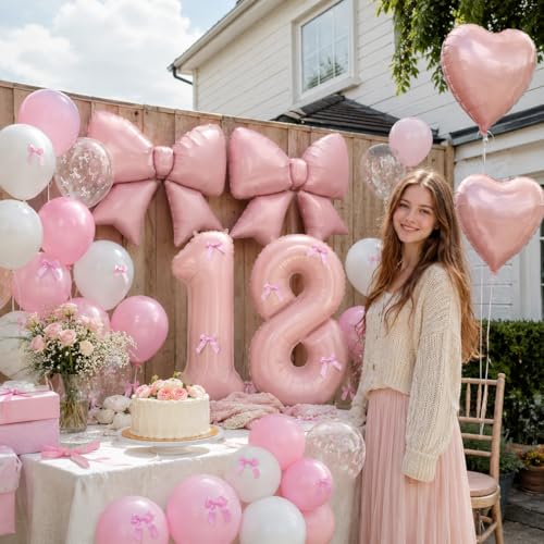 Image of 18th Birthday Decorations for Girl,Pink 18 Balloons for Party Decorations