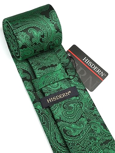 Image of HISDERN Ties for Men Paisley Floral Tie Handkerchief Classic Woven Business Formal Necktie and Pocket Square Set Wedding