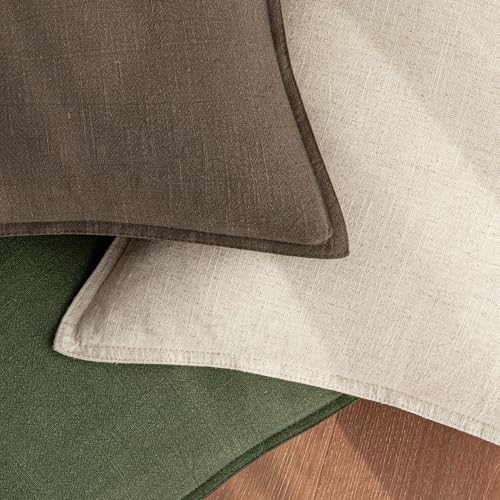 Image of 24x24 Inch Set of 2 Decorative Linen Solid Throw Pillow Covers Boho Accent Farmhouse Couch Pillowcases Modern Netural Euro Home Decor for Couch Sofa Living Room Bed,Dark Coffee