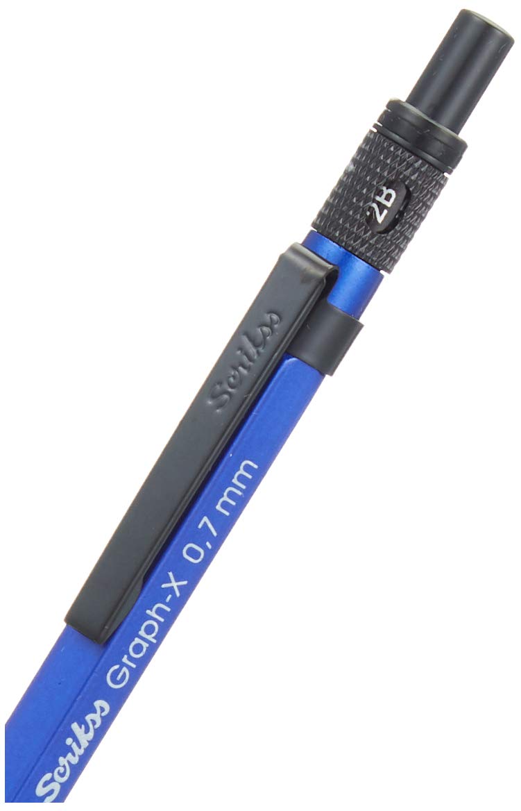 SCRIKSS ołówek mechaniczny - Graph-X + rurka Scrikss 2B ołówek + gumka Scrikss (niebieski, 0,7 mm)