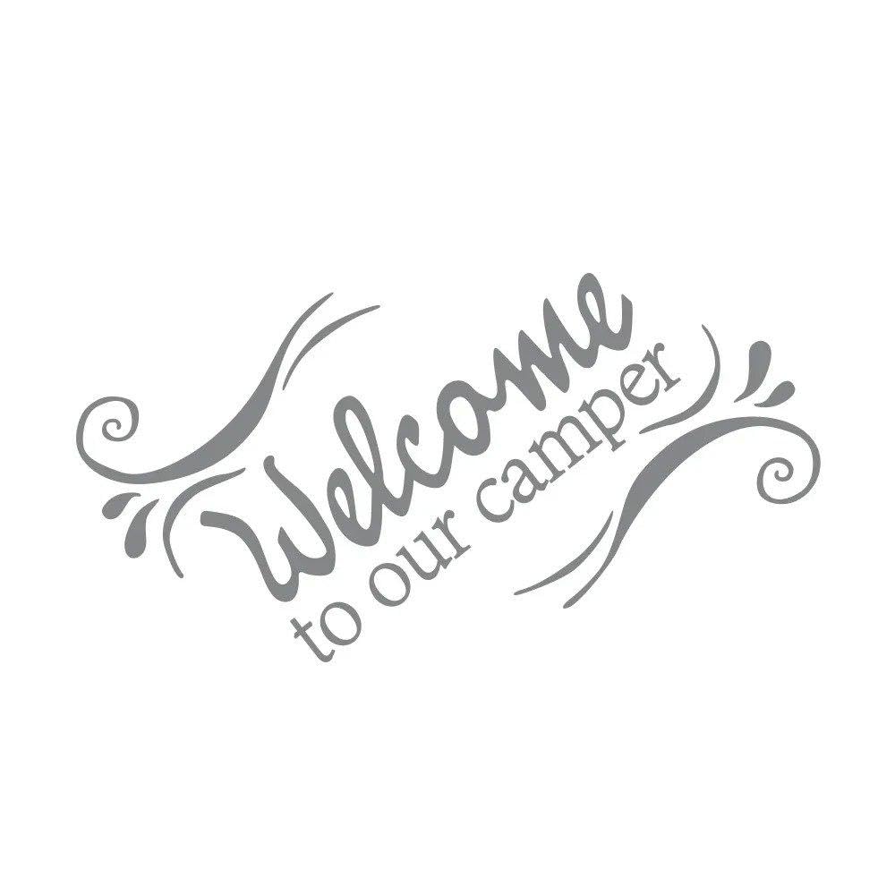 Car Sticker Graphcis Welcome to Our Camper Decor Decal(Glossy Gray)