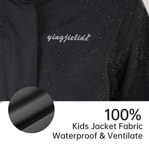 Image of YINGJIELIDE Boys Girls Waterproof Rain Jackets Kids Easy to Fold Windbreaker Lightweight Outdoor Hooded Raincoat