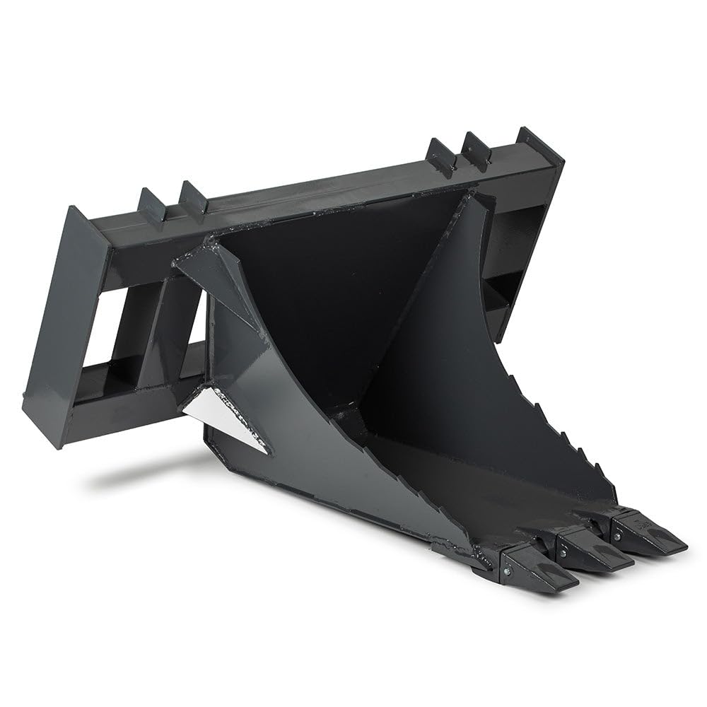 Titan Attachments USA Made Grey Extreme Stump Bucket, Skid Steer Tree Spade Stump Remover Digger, Serrated Leading Edge, Replaceable Teeth, Quick Tach