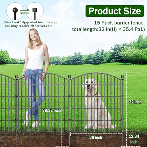 15 Panels Decorative Garden Fence - 32 in (H) x 35.4 ft (L) No Dig Dog Fence Outdoor for Yard, Rustproof Tall Garden Fencecing Panels, Animal Barrier Suitable for Yard Border, Patio, and Outdoor Use - Thumbnail 2