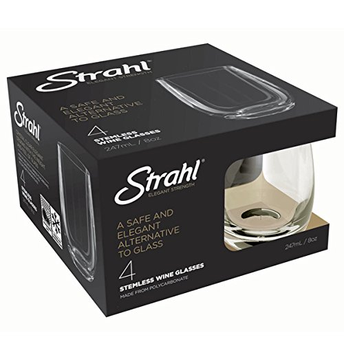 Strahl Design+Contemporary Osteria 13-Ounce Stemless Wine Glass, Set of 4