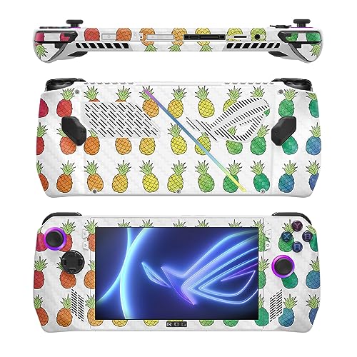 Image of MightySkins Carbon Fiber Skin Compatible with Asus ROG Ally - Rainbow Pineapples | Protective, Durable Textured Carbon Fiber Finish | Easy to Apply