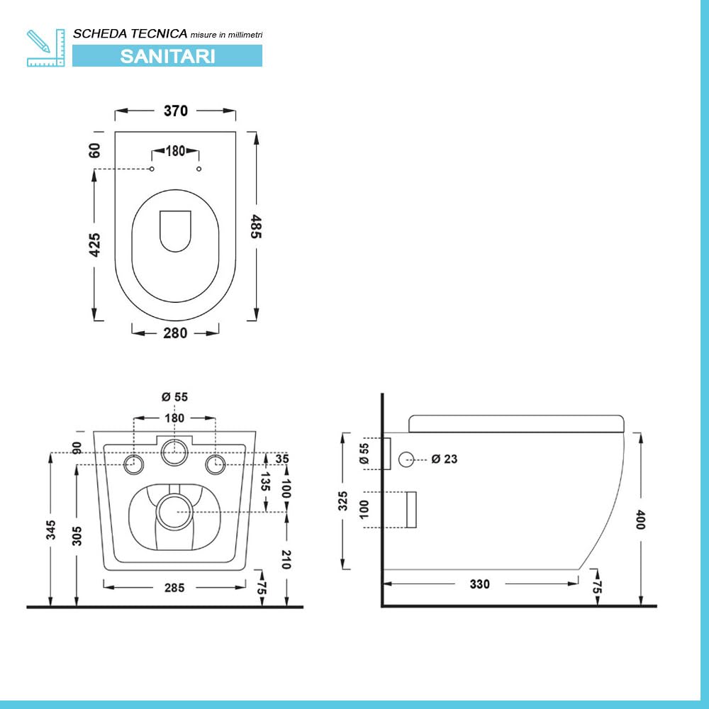 Tokyo Water Sospeso Rimless salvaspazio ceramica bianca design moderno