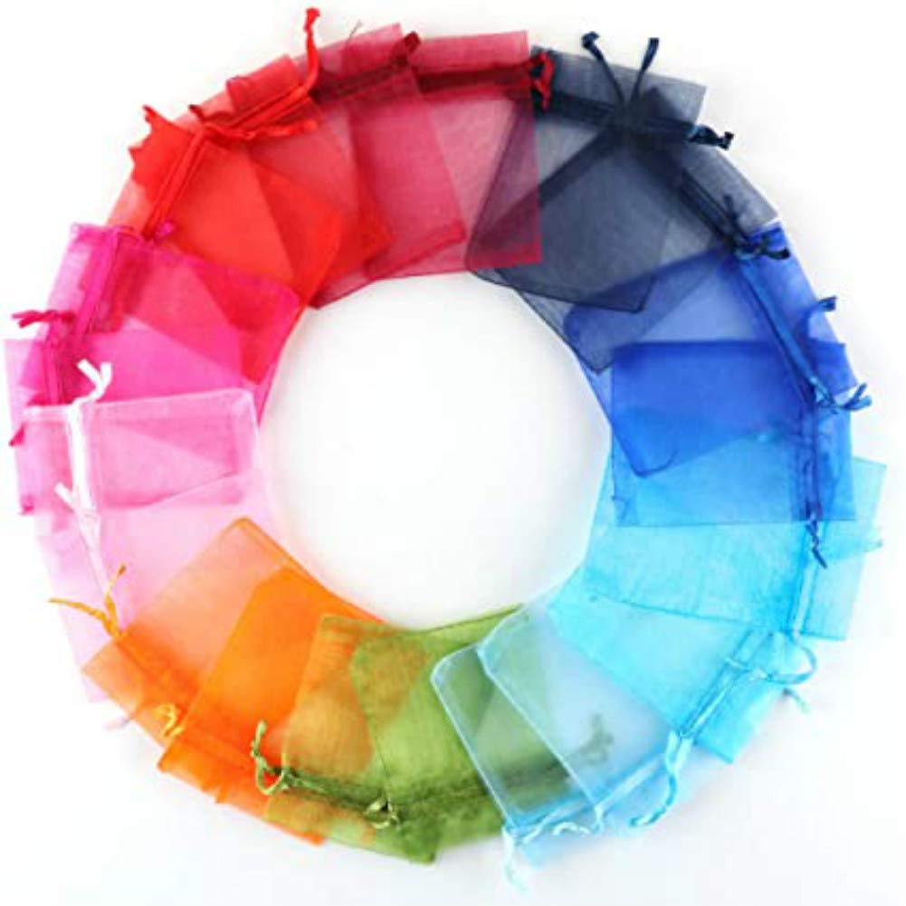 100 Pcs Mix Color Pouches Organza Gift Bags Wedding Party Favor Bags Jewelry Pouches