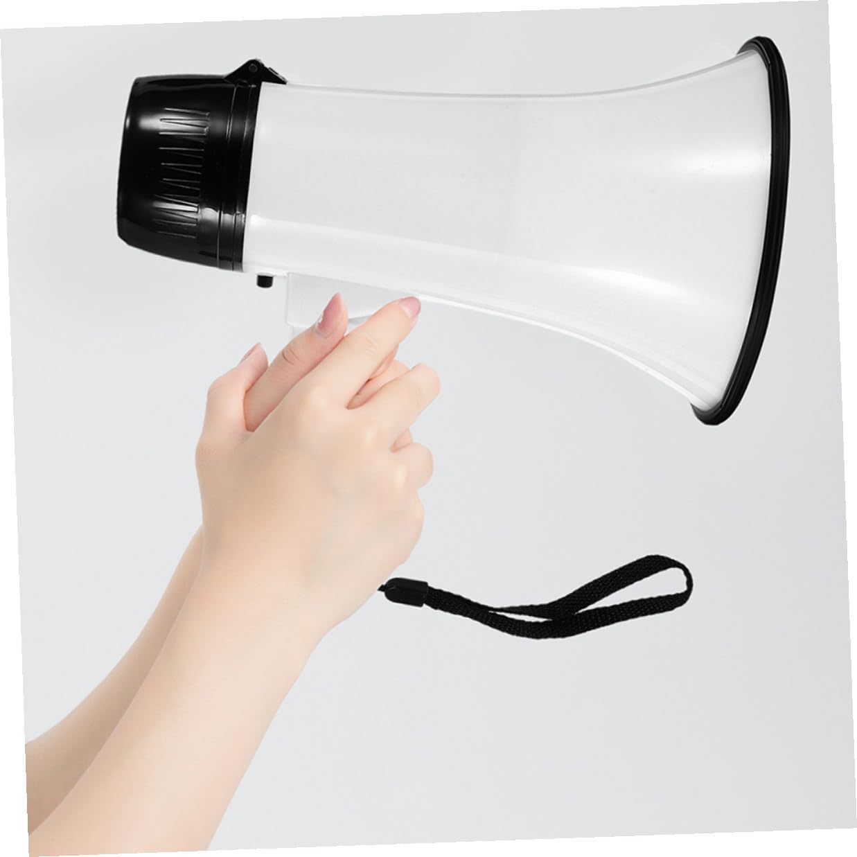 Portable Handheld Megaphone Loudspeaker with Battery Operation and Hand Strap Lightweight Energy-efficient Cheerleading and Outdoor Announcement Speaker with Recording Pearl White