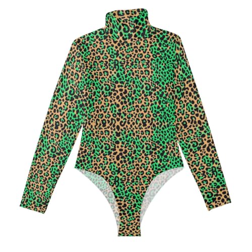 Body de leopardo verde para looks urbanos de noche y cenas especiales de invierno