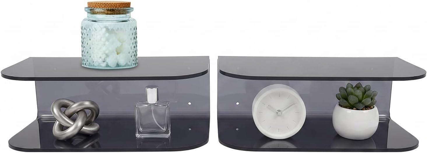 Floating Nightstand Wall Mounted Acrylic Shelf for Bedroom Living Room 2