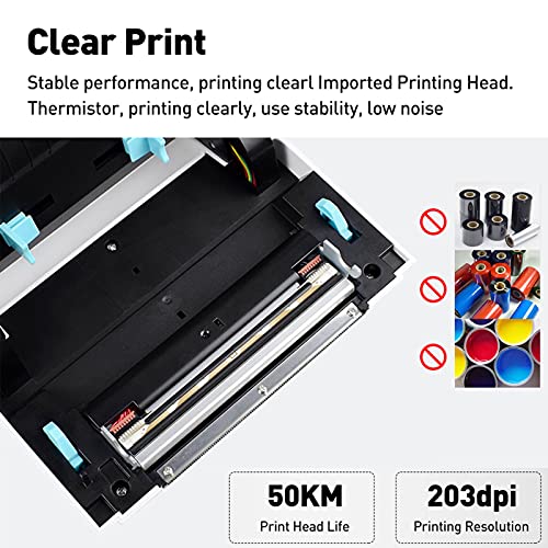 Homesen Impressora de etiquetas térmica de mesa para embalagem de envio 4x6 Etiquetadora 160mm/s Con