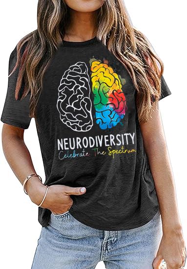 QLIPINAutism Awareness Shirt Women: Special Education Teacher Shirts - Neurodiversity Short Sleeve Tee Shirt