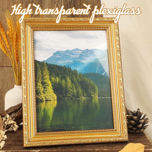 Generisch Bilderrahmen A4 Gold – Barock Bilderrahmen im Vintage Stil, Fotorahmen 33.5×24.5cm Aus Kunststoff Mit Glas, Für Wand Oder Tisch, Klassisch Dekorativ Für Zuhause Oder Büro