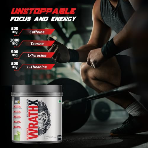 Image of MuscleBlaze Pre Workout WrathX Powder, Sour Green, 540g | 30 Servings | Fully Loaded, Crash Free with Caffeine, Citrulline and Beta Alanine