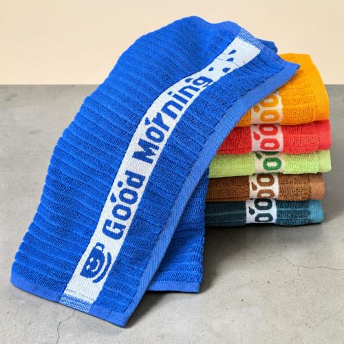 Image of Hand Towel Set of 6 (40x60 cm, 450 GSM) - Soft Cotton, Absorbent, Quick Dry - Bathroom, Wash Basin, Kitchen, Travel & Gym Face & Hand Towel for Men & Women-Multicolor