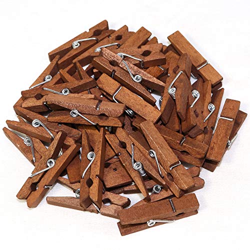 Millennial Essentials Mini Natural Wooden Clothespins, 60Pcs, 1.4 Inch Photo Paper Peg Pin Craft Clips For Scrapbooking, Arts & Crafts, Hanging Photos (60Pc Rustic Brown) #TOP5