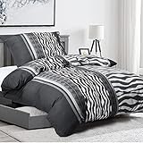 【Modernes Design】 HENGWEI 135x200cm Bettbezug +80x80cm Kissenbezug für Einzelbett mit schickem Streifendesign, Blumendruck und schönen Farben lässen sich sehr gut mit verschiedenen Einrichtungsstilen kombinieren. Umweltfreundliche Drucktechnologie und Hochtemperatur-Waschverfahren versprechen hohe Farbechtheit und dauerhaft lebendige Farben.