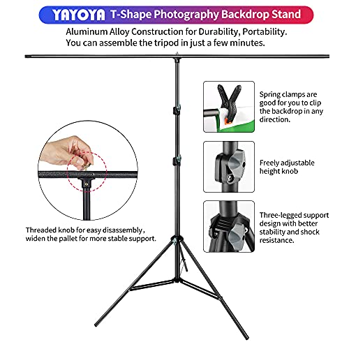Yayoya White-Green Screen Backdrop Stand Kit With 5X6.5Ft 2-In-1 Reversible Chromakey Green Screen White Backdrop And Portable T-Shaped Background Support Stand, For Live Streaming Portrait Shooting #TOP2