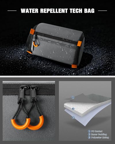 Image of Smasrob Electronics Organizer Travel Case, Tech Bag Charger Pouch, Gray | Water Resistant, Elastic Bands, for Cord, Cable, SIM Cards, Phone, Airpods