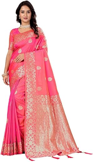 STITCHARC Banarasi Soft Silk Saree Pure Silk with Unstitched Blouse Piece
