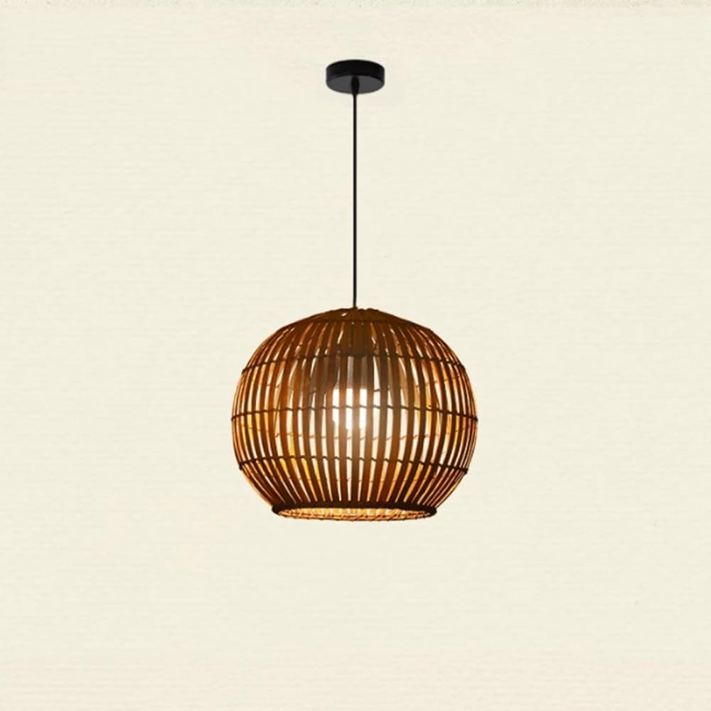 YNAHZAOK Creative Bamboo Chandelier Pastoral Bamboo Woven Lighting Fixture for Restaurant Tea Room Southeast Asian Style Kitchen Pendant Light with Adjustable Suspension Line Living Room Hanging Lamp