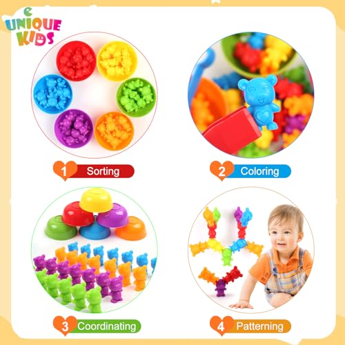 Image of UNIQUE KIDS Counting Matching Game with Sorting Cups, Color Classification and Sensory Training Educational Learning Toys Set Gift for Toddlers Preschool Ages 3 Years and up